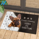French Bulldog 5 Doormat, Kisses Fix Everything Doormat, Dog Welcome Mat, Funny Welcome Mats for Dogs Lovers