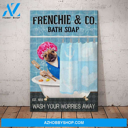 French Bulldog Bath Soap Company Canvas Wall Art, Wall Decor Visual Art
