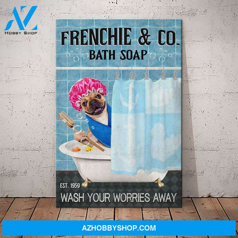 French Bulldog Bath Soap Company Canvas Wall Art, Wall Decor Visual Art