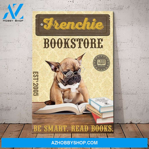 French Bulldog Bookstore Canvas Wall Art, Wall Decor Visual Art
