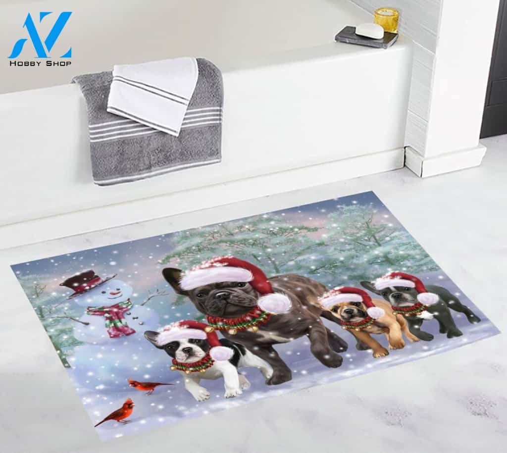 French Bulldog Christmas Dog Running Doormat