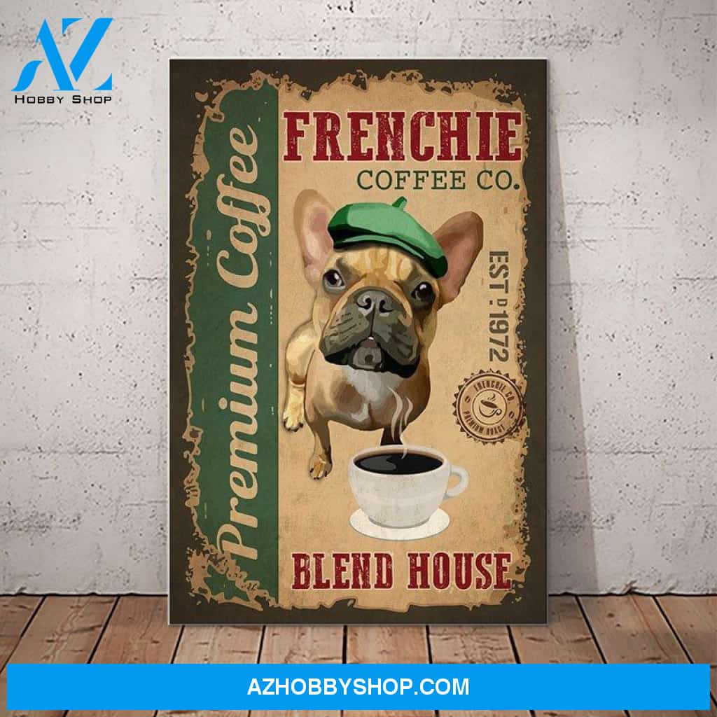 French Bulldog Coffee Company Canvas Wall Art, Wall Decor Visual Art