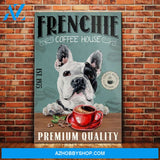 French Bulldog Coffee House Canvas Wall Art, Wall Decor Visual Art