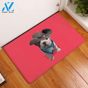 French Bulldog Cowboy Home Decor Doormat - Welcome Mat - House Warming Gift