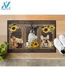 French Bulldog Dog And Sunflowers Doormat Welcome Mat Housewarming Gift Home Decor Funny Doormat Best Gift Idea For Dog Lovers Gift For Friend