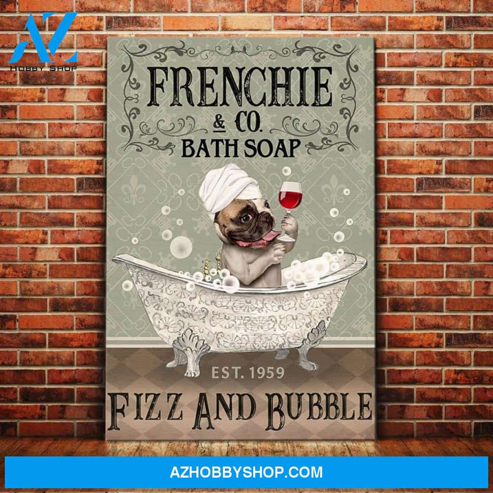 French Bulldog Dog Bath Soap Company Canvas Wall Art, Wall Decor Visual Art