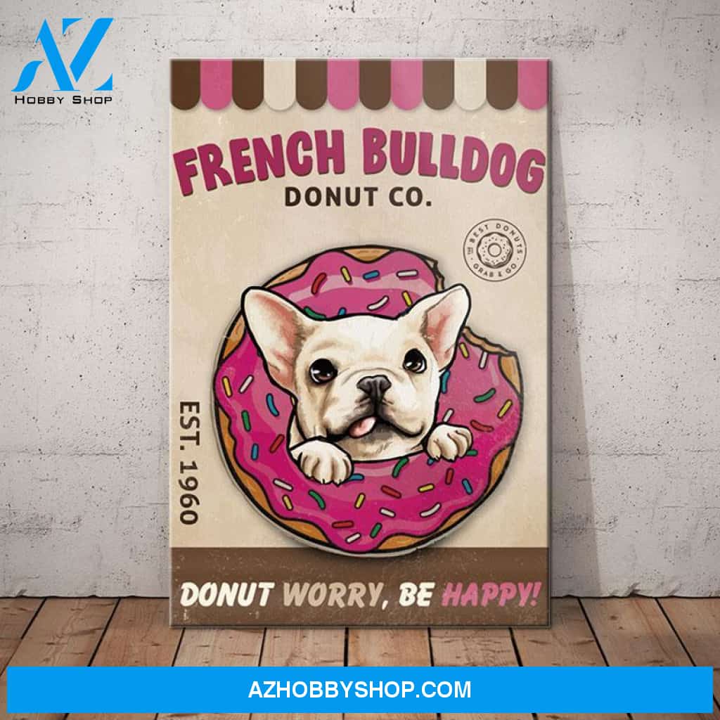 French Bulldog Donut Company Canvas Wall Art, Wall Decor Visual Art