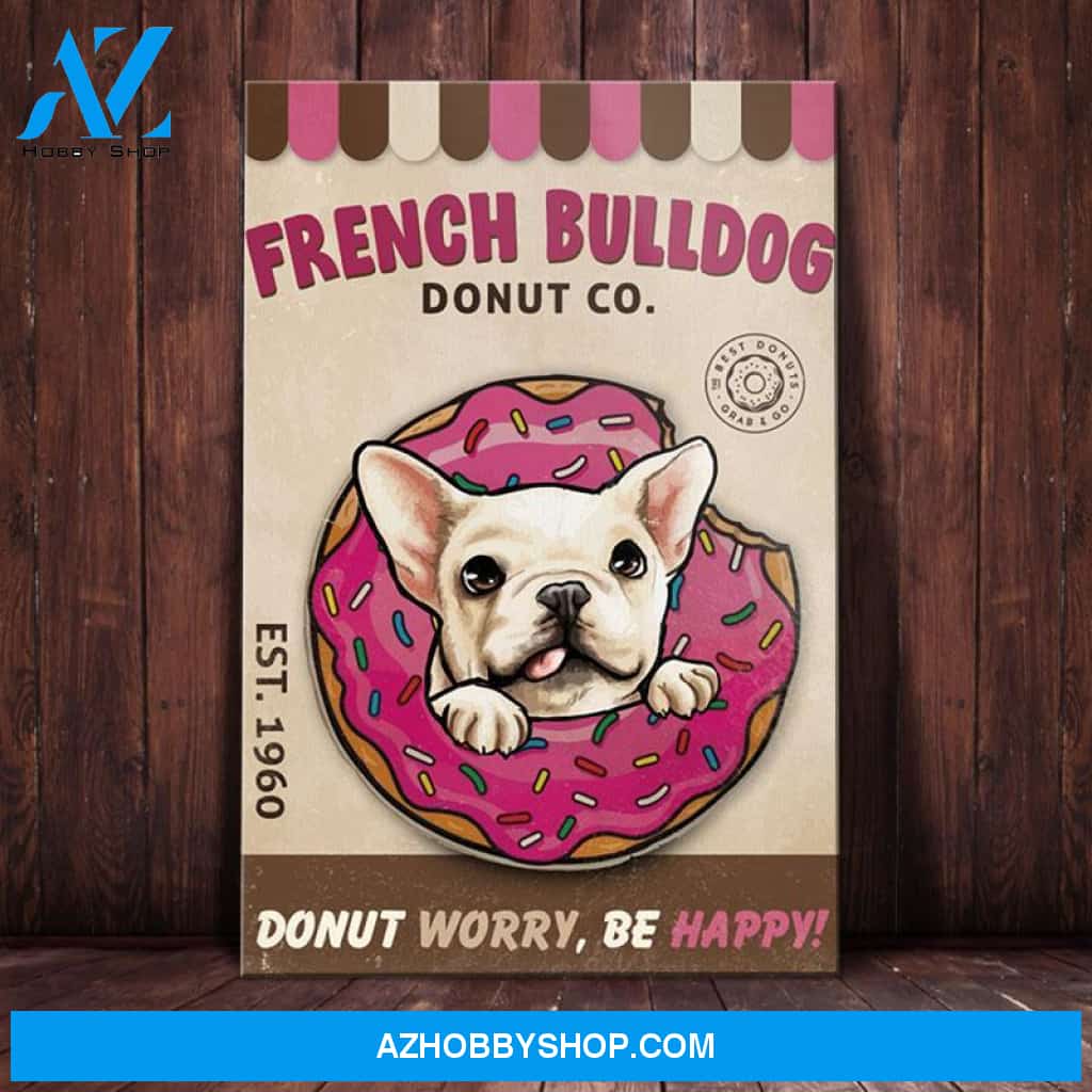 French Bulldog Donut Company Canvas Wall Art, Wall Decor Visual Art