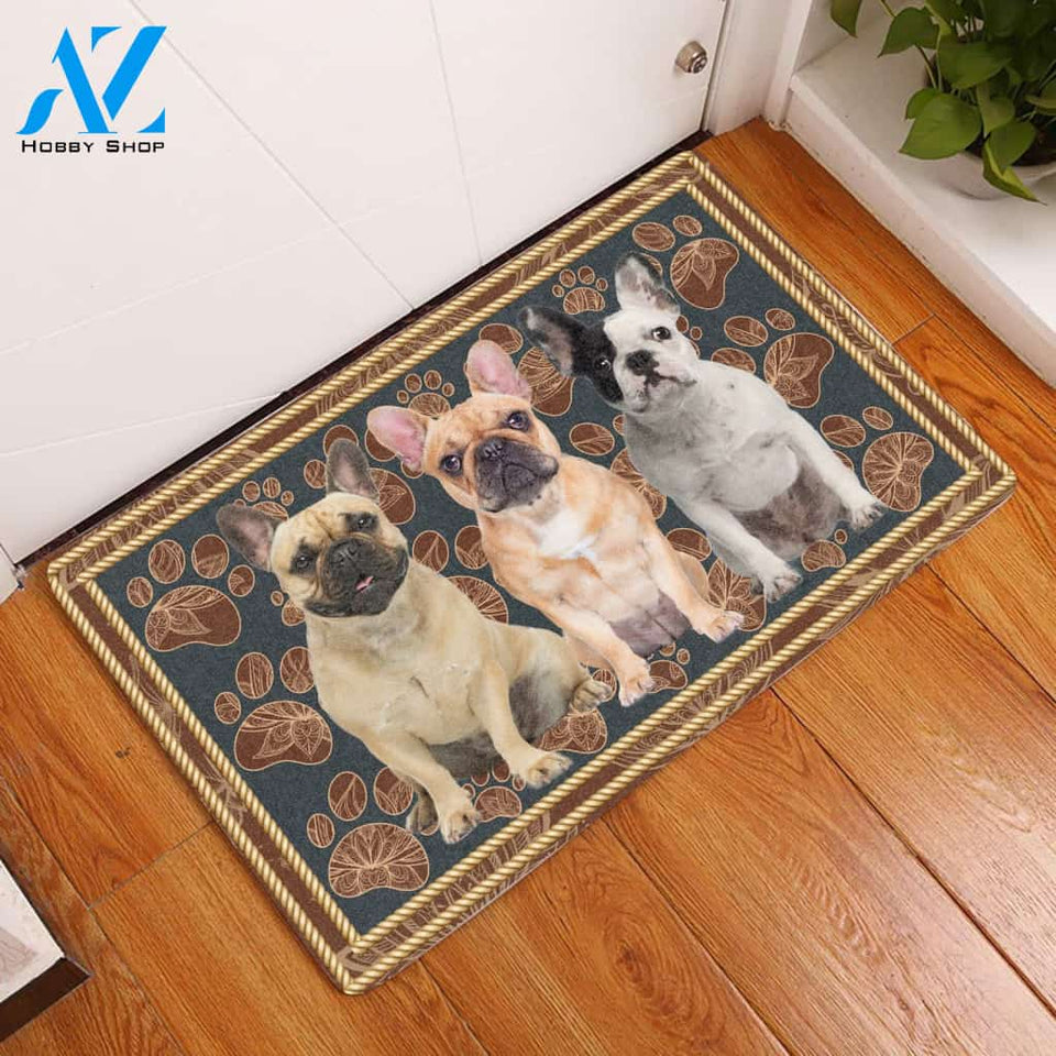 French Bulldog Flower Paw - Dog Doormat Welcome Mat House Warming Gift Home Decor Gift for Dog Lovers Funny Doormat Gift Idea