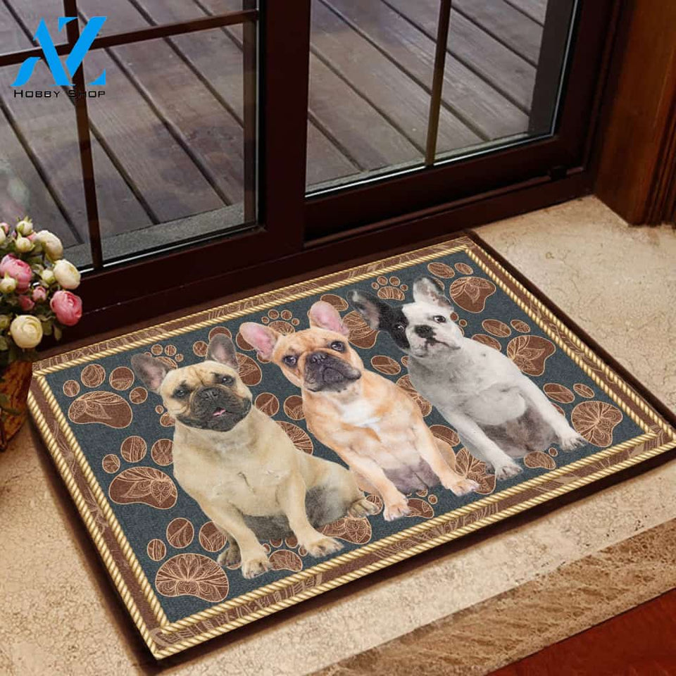 French Bulldog Flower Paw - Dog Doormat Welcome Mat House Warming Gift Home Decor Gift for Dog Lovers Funny Doormat Gift Idea