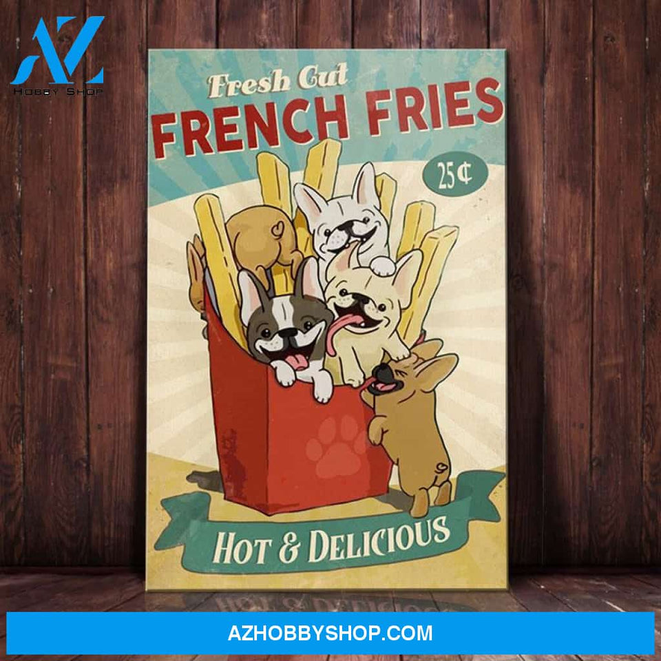 French Bulldog Fries Canvas Wall Art, Wall Decor Visual Art