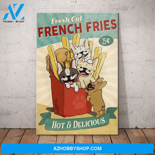 French Bulldog Fries Canvas Wall Art, Wall Decor Visual Art