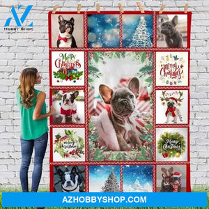 French Bulldog Gorgeous Merry Christmas Dog Reindeer Xmas Fleece Blanket Gift For People Home Decor Bedding Couch Sofa Soft And Comfy Cozy