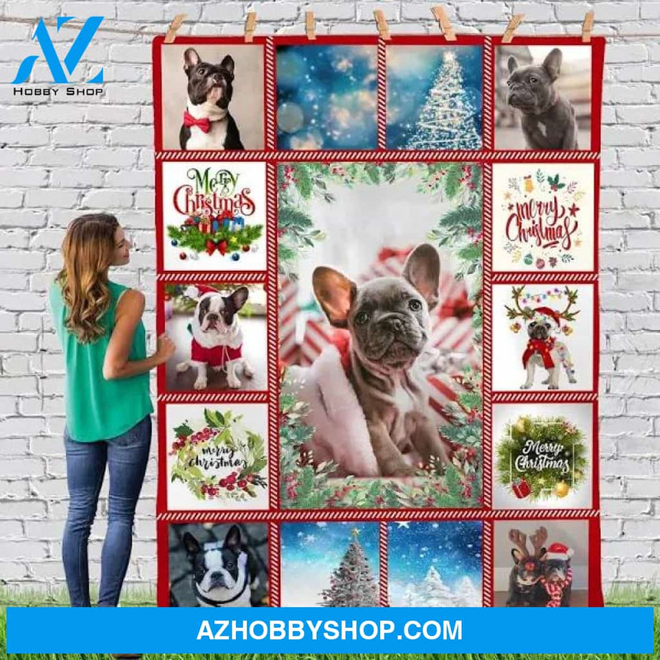 French Bulldog Gorgeous Merry Christmas Dog Reindeer Xmas Fleece Blanket Gift For People Home Decor Bedding Couch Sofa Soft And Comfy Cozy