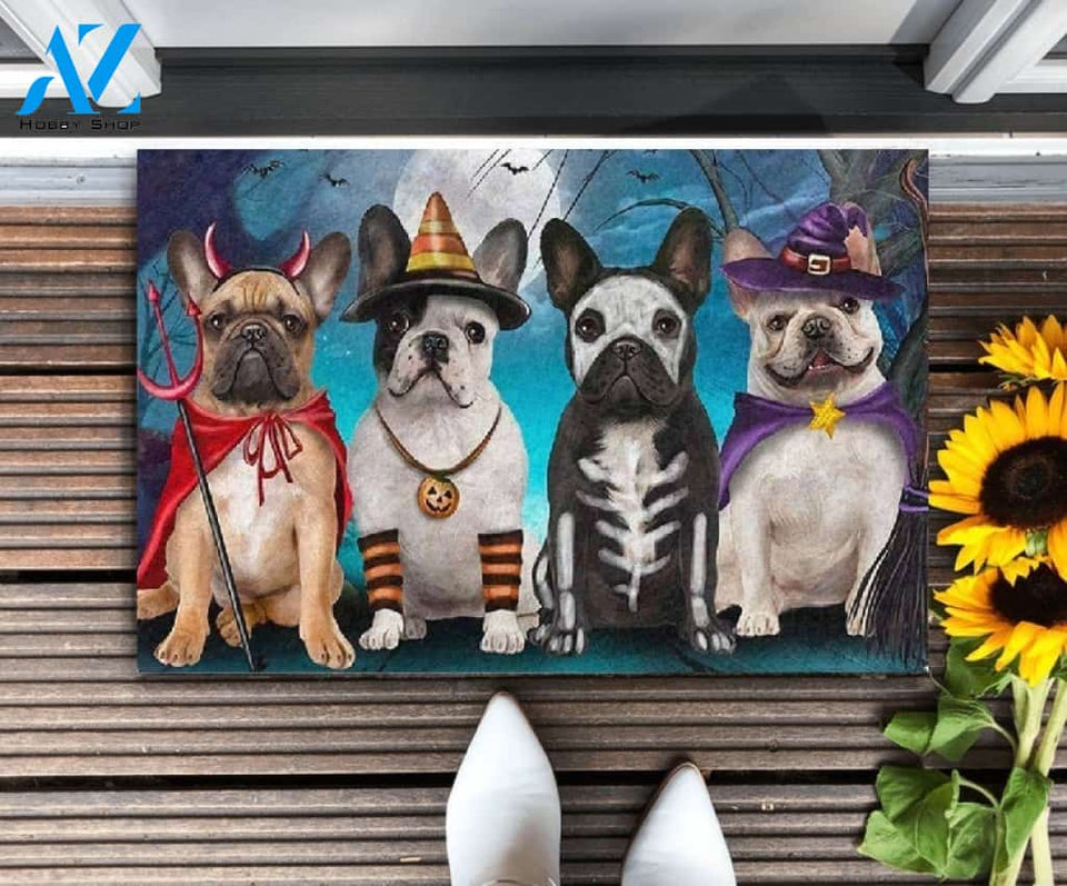 French Bulldog Happy Halloween Day Doormat Welcome Mat Housewarming Gift Home Decor Gift For Dog Lovers Funny Doormat Gift Idea For Halloween