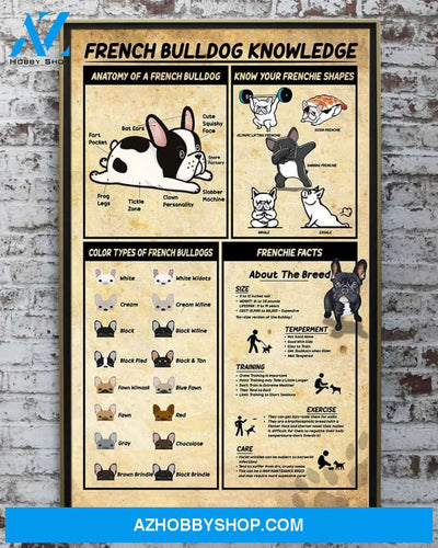 French Bulldog Knowledge Canvas And Poster, Wall Decor Visual Art