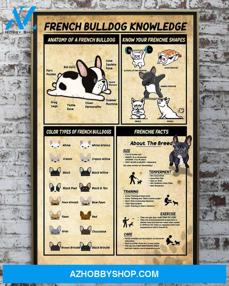 French Bulldog Knowledge Canvas And Poster, Wall Decor Visual Art