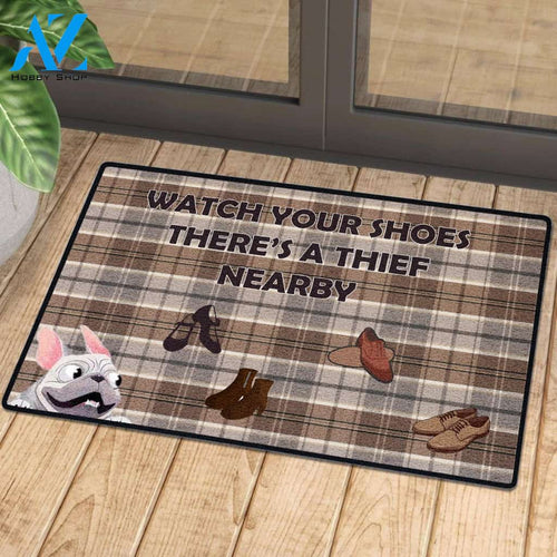 French Bulldog Loves Shoes 4 | Welcome Mat | House Warming Gift