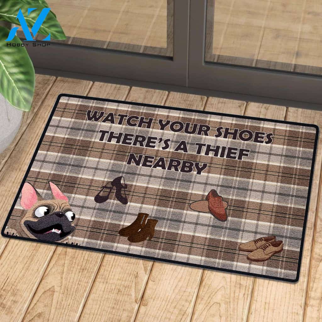 French Bulldog Loves Shoes 5 | Welcome Mat | House Warming Gift