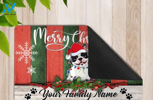 French Bulldog Merry Xmas Personalized Funny Doormat Gift For Dog Lovers Home Decor Warm House Gift Welcome Mat