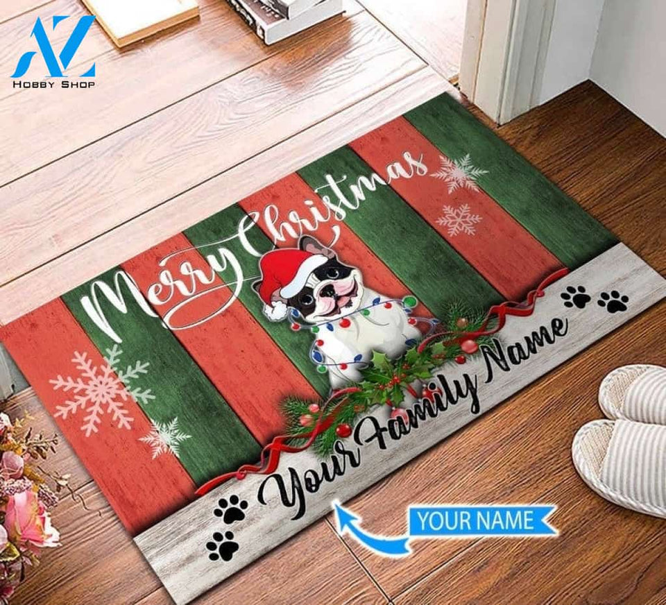 French Bulldog Merry Xmas Personalized Funny Doormat Gift For Dog Lovers Home Decor Warm House Gift Welcome Mat