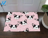 French Bulldog Pink background Doormat