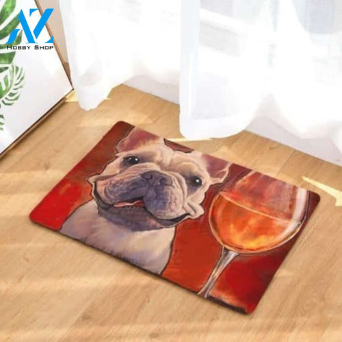 French Bulldog Some More Wine Doormat