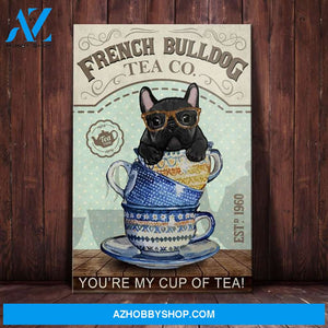 French Bulldog Tea Company Canvas Wall Art, Wall Decor Visual Art