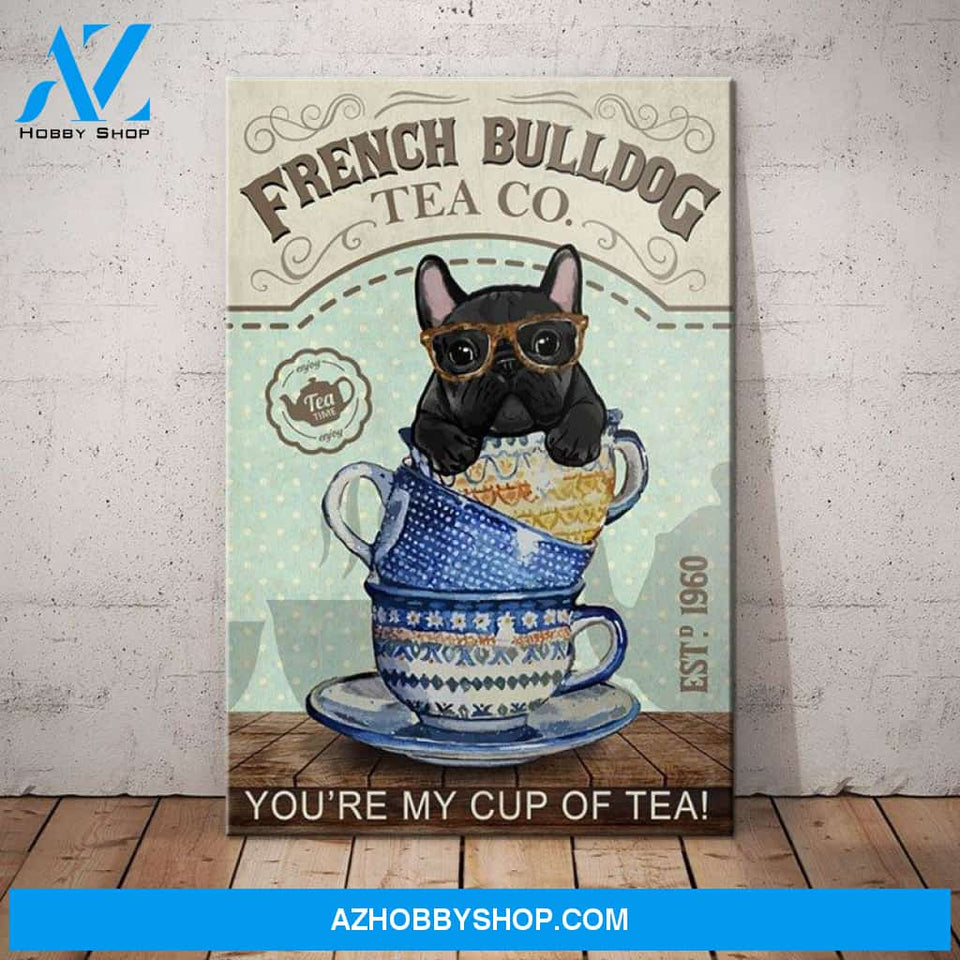 French Bulldog Tea Company Canvas Wall Art, Wall Decor Visual Art