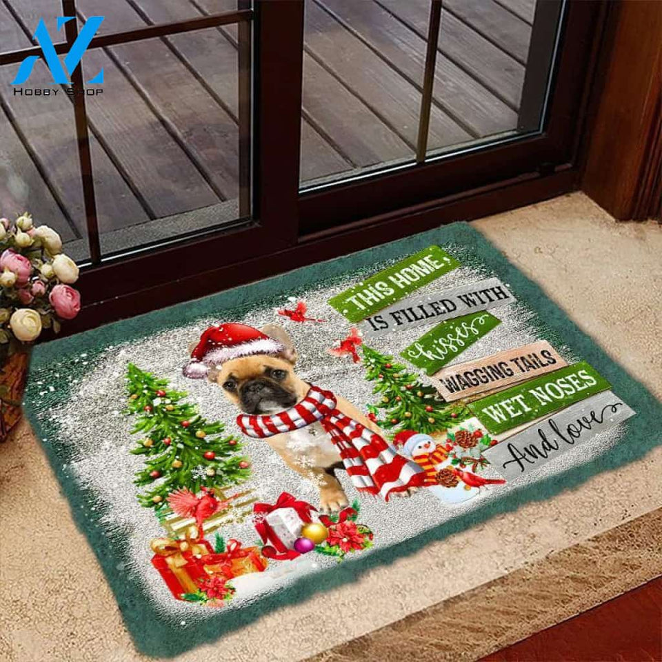 French Bulldog This Home Is Filled With Kisses Christmas Dog Doormat