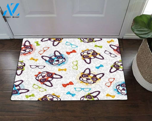 French Bulldog Wear Glasses Doormat