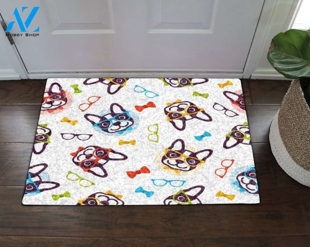French Bulldog Wear Glasses Doormat
