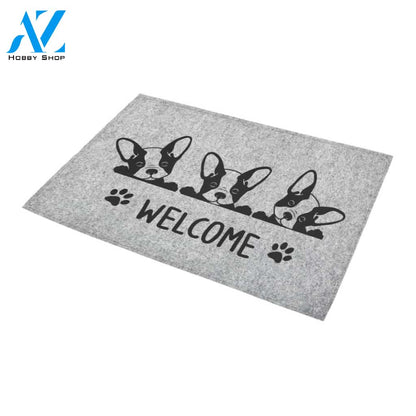French bulldog welcome grey Doormat - Welcome Mat - Home Decor