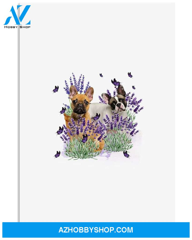 French Bulldog With Lavender flower poster