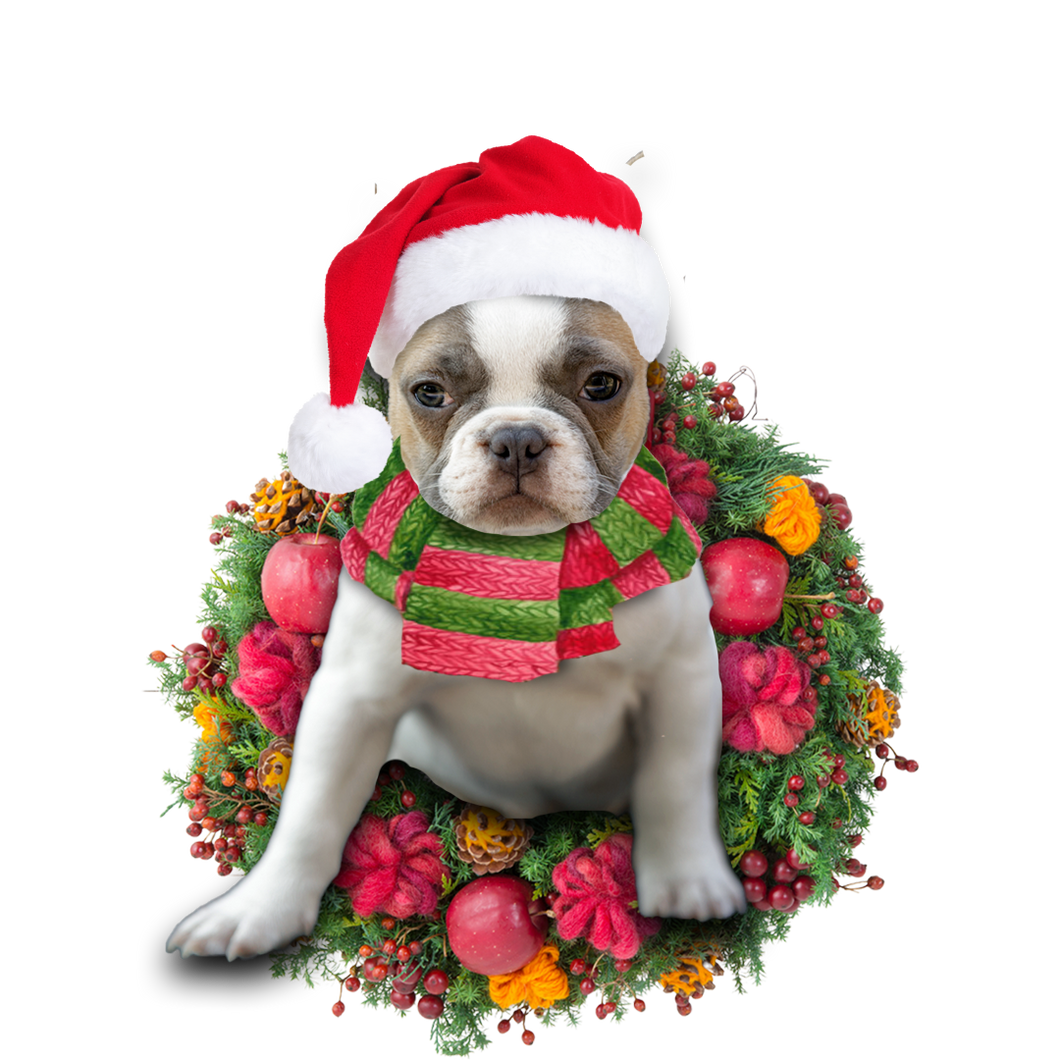 Godmerch- Ornament- French Bulldog Christmas Ornament, Happy Christmas Ornament, Car Ornament