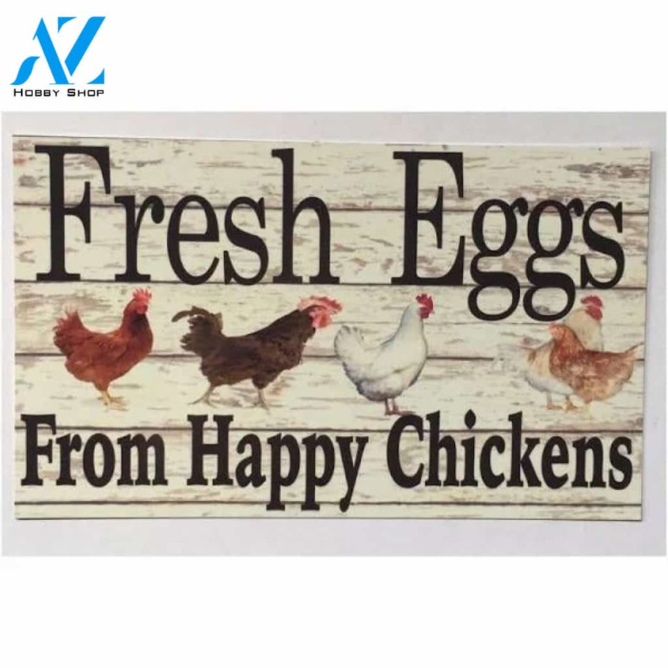 Fresh Eggs From Happy Chickens Sign - Wall Plaque or Hanging Hen House Coop Rooster Farm Rustic Wall Room
