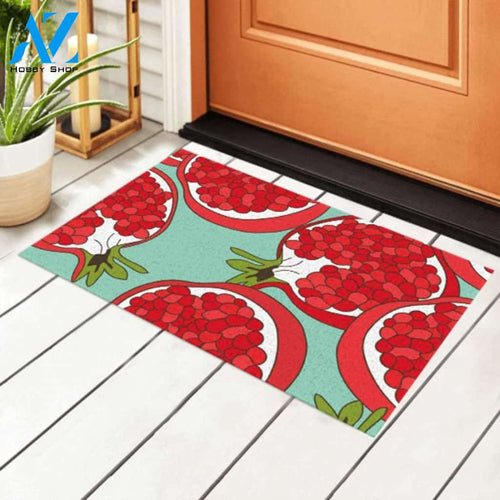 Personalized Name Family House Fresh Pomegranates Doodle Funny Indoor And Outdoor Doormat Gift For Friend Family Decor Warm House Gift Welcome Mat