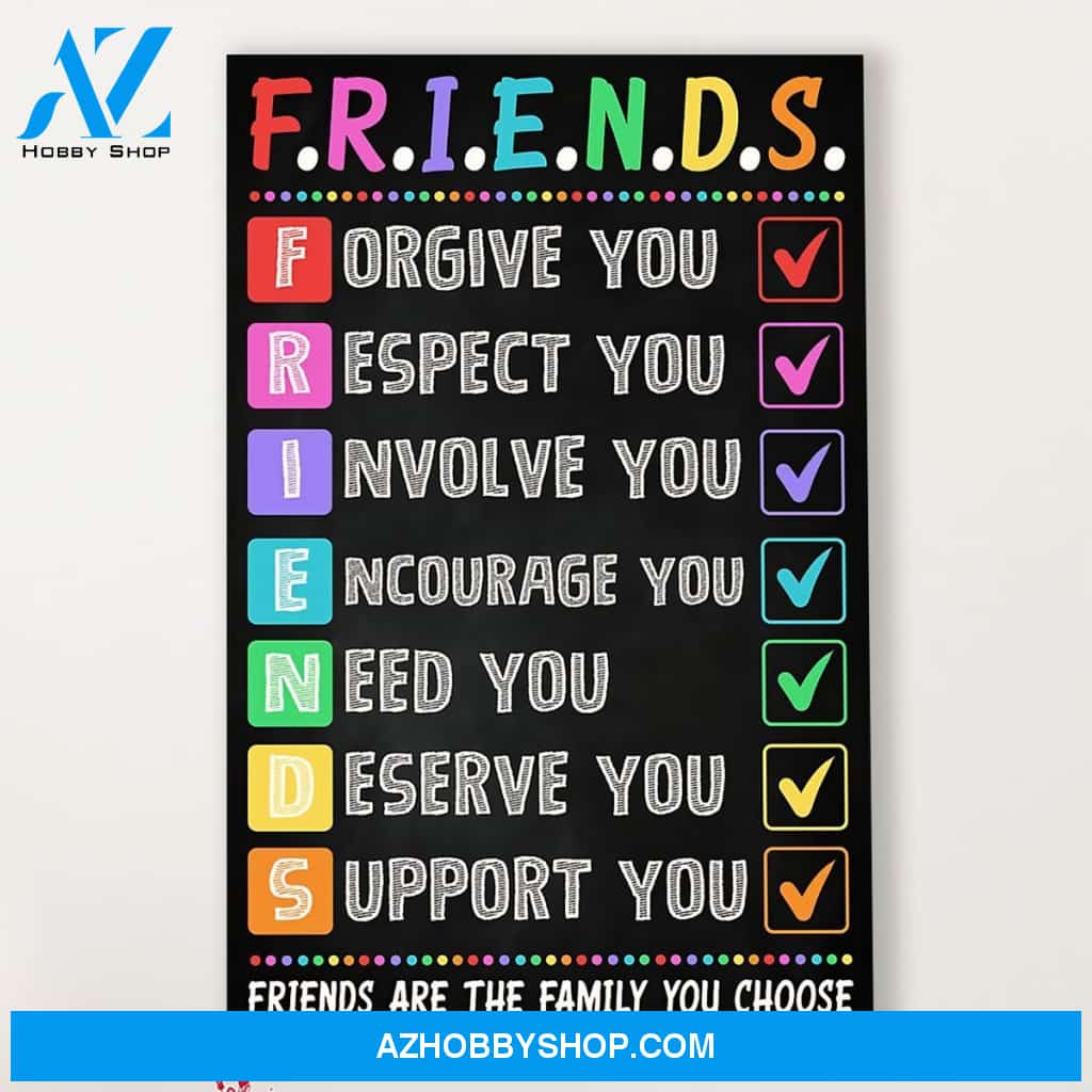 Teacher Classroom Canvas FRIENDS Are The Family You Choose, Student Wall Art Back to School Gift for Teacher