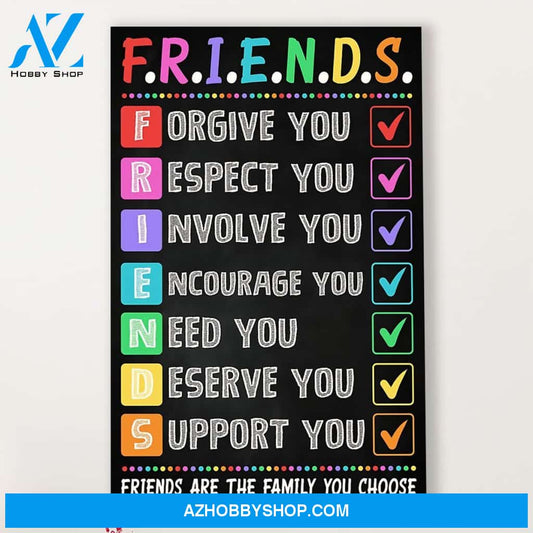 Teacher Classroom Canvas FRIENDS Are The Family You Choose, Student Wall Art Back to School Gift for Teacher
