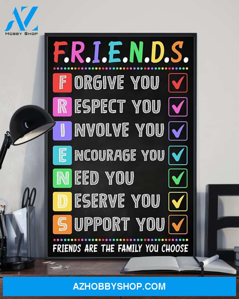 Teacher Classroom Canvas FRIENDS Are The Family You Choose, Student Wall Art Back to School Gift for Teacher
