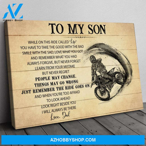 Gift For Son From Dad, Motocross Son Gift, On This Ride Dirt Bike Canvas