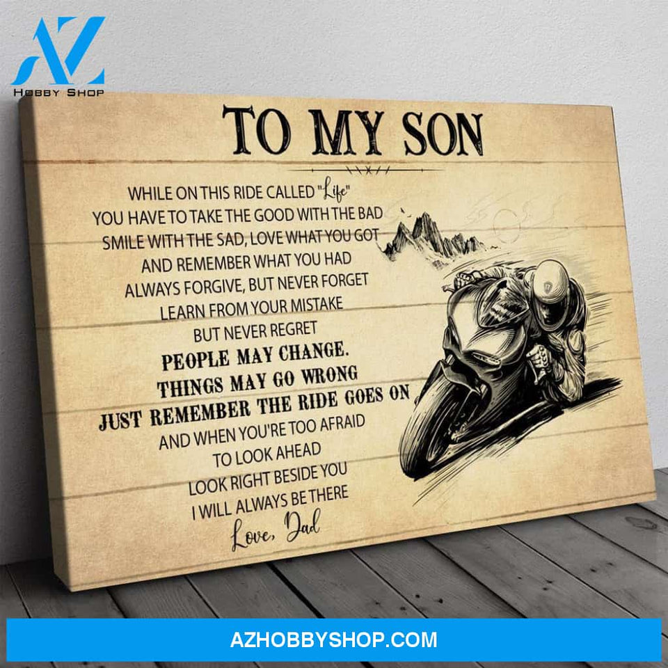 Gift For Son From Dad, Motorbike Racing Son Gift, On This Ride Motorcycle Canvas