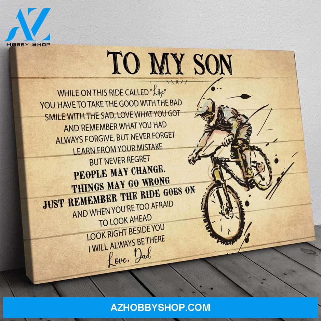 Gift For Son From Dad, Mountain Bike Son Gift, On This Ride Bicycle Rider Canvas