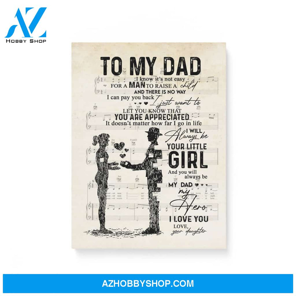 Gift for Dad from daughter Dad and daughter gift Sheet Music Canvas