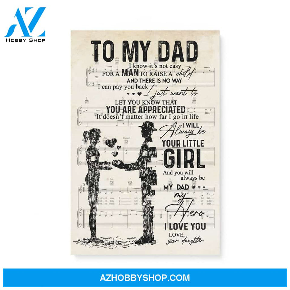 Gift for Dad from daughter Dad and daughter gift Sheet Music Canvas