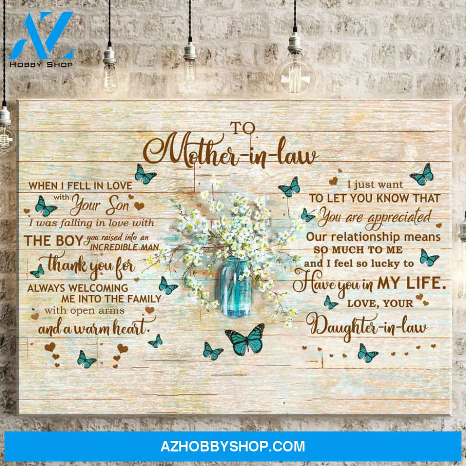 Gift For Mother In Law From Daughter In Law Thank You For Welcoming Me Into The Family Canvas