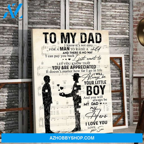 Gift for Dad from Son Dad and Son gift Sheet Music Canvas