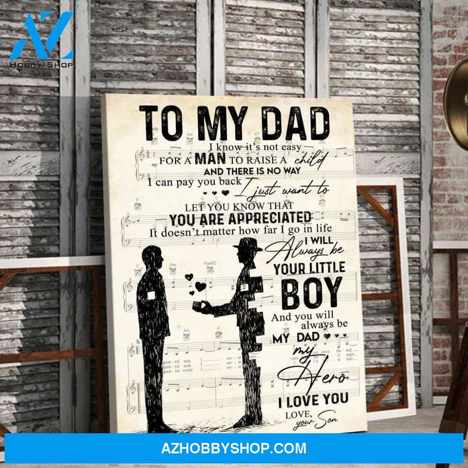 Gift for Dad from Son Dad and Son gift Sheet Music Canvas