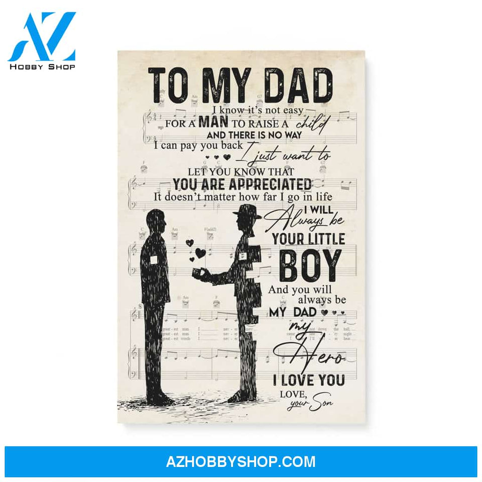Gift for Dad from Son Dad and Son gift Sheet Music Canvas