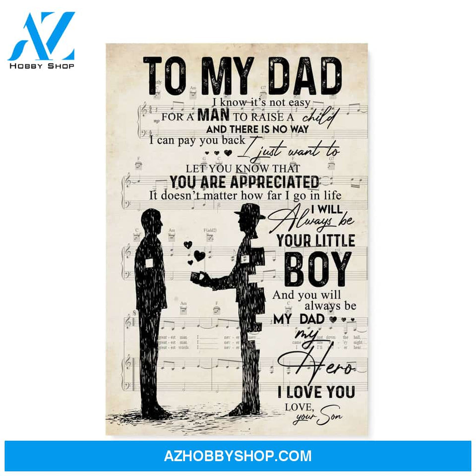 Gift for Dad from Son Dad and Son gift Sheet Music Canvas